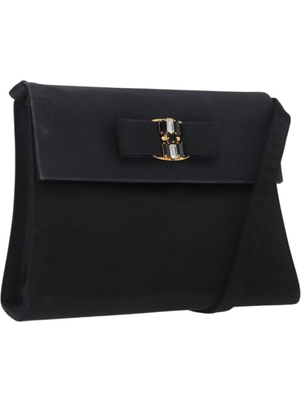 Salvatore Ferragamo Vala Shoulder Bag Satin Black Gold